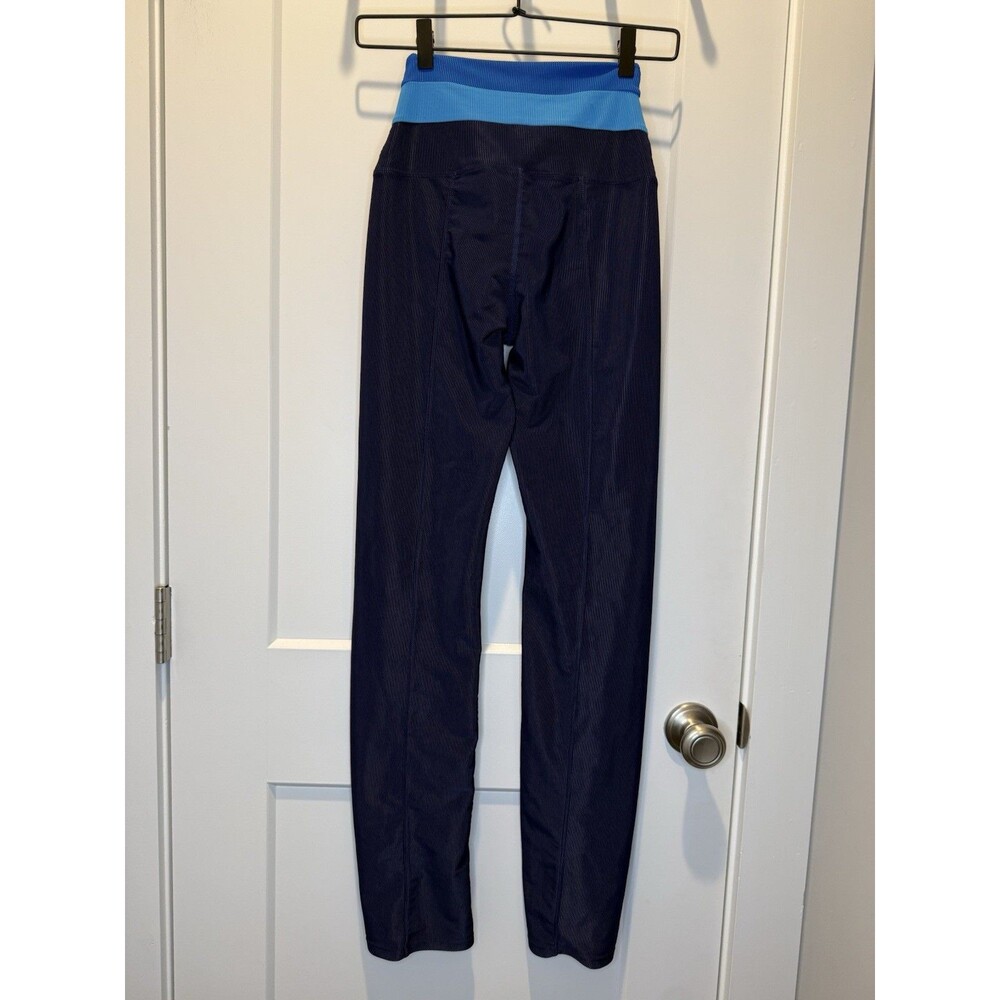 Beach Riot Amalfi Pant Stretchy Ribbed In Marine Colorblock Navy Blue Size Small - Picture 3 of 7
